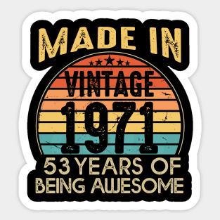 T4691971 Vintage 1971 53 Years Old Being Awesome Sticker